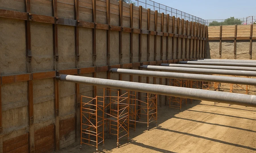 Supported excavation and underground construction work